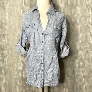 Tally Weijl Netherlands chambray roll tab button up shirt